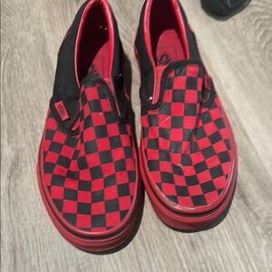 Vans Red and Black Checkered Sneakers